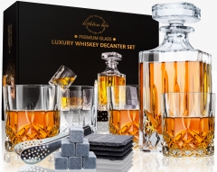 Lighten Life Whiskey Decanter Sets with Bar Accessories,Crystal Whiskey Decanter and Glass Set in Gift Box,Non-Lead Bourbon Decanter Set