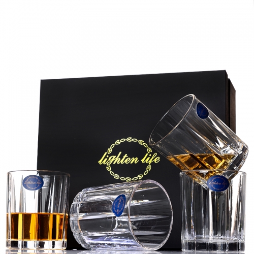 Lighten Life Whiskey Glass Set of 4,10oz Scotch Glasses in Luxury Gift Box,Premium Lead Free Old Fashioned Glasses,Crystal Whiskey Glasses Set