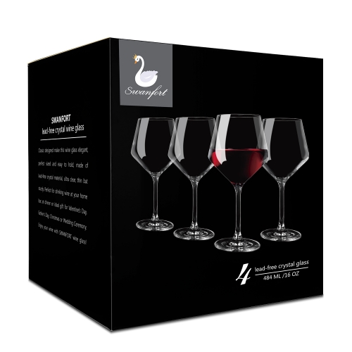 Ultra-thin Hand Blown Red Wine Glasses With Long Stem Lead-Free Crystal  Wine Glass Unique Gift for Wedding,Anniversary Christmas