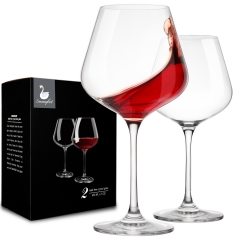 Swanfort Red Wine Glasses, 23 oz Large Wine Glasses Set of 2, Italian Style Crystal Burgundy Wine Glasses, Lead-Free Premium Clear Wine Glass in Gift-