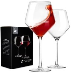 Roll over image to zoom in        VIDEO Swanfort Red Wine Glasses Set of 2, 16 oz Italian Style Wine Glasses with Long Stem, Lead-Free Crystal Burgund