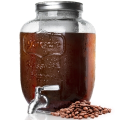 Cold Brew Coffee Maker 1 Gallon, Cold-Brew Maker with Stainless Steel Spigot and Removable Mesh Filter,Cold Brew Pitcher with Extra Thick Glass Carafe