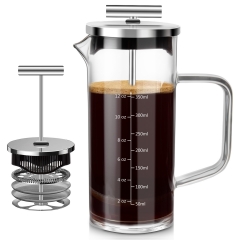 Comfome French Press Coffee Maker 12oz, Small French Press with 4 Level Filtration System,304 Stainless Steel Coffee Press, Heat Resistant Thickened B