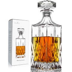 Whiskey Decanter With Glass Stopper ,26 oz Liquor Decanter For Alcohol , Wine , Scotch , Brandy or Bourbon Decanter , Lead-Free Crystal Decanter