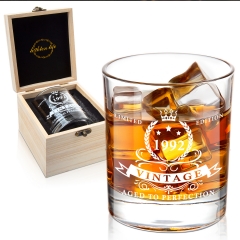 Lighten Life 30 Birthday Gifts for Men,1992 Whiskey Glass in Valued Wooden Box,Whiskey Bourbon Glass for 30th Years Old Dad,Husband,Friend,12 oz Old F