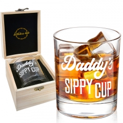 Lighten Life Daddy's Sippy Cup Whiskey Glass,Unique Dad Gift in Valued Wooden Box,Funny Gag Gift for New Dad,Father,Husband from Kids