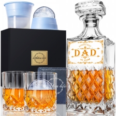 LIGHTEN LIFE Gifts for Dad,Funny Fathers Day Gifts,Birthday Gift for Dad from Son Daughter Kids,World's Best Dad Whiskey Decanter Set in Gift Box